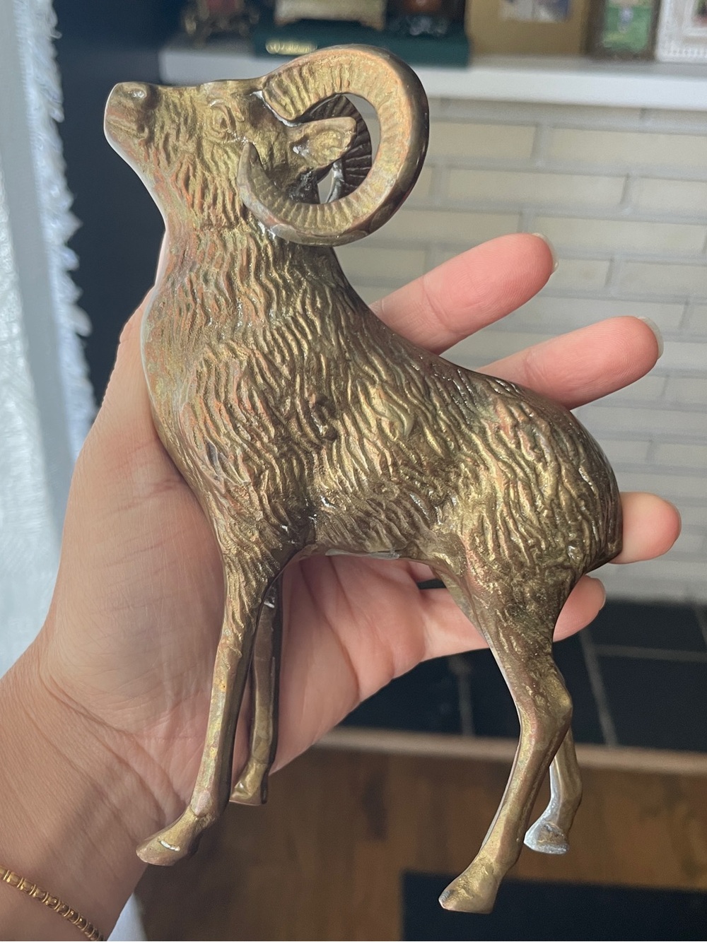Vintage Solid Brass Bighorn Ram Figurine